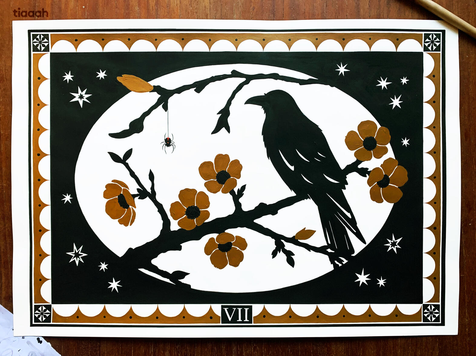 VII. / 2026 / acrylique et feutre sur papier / H : 29,7cm L : 42 cm.