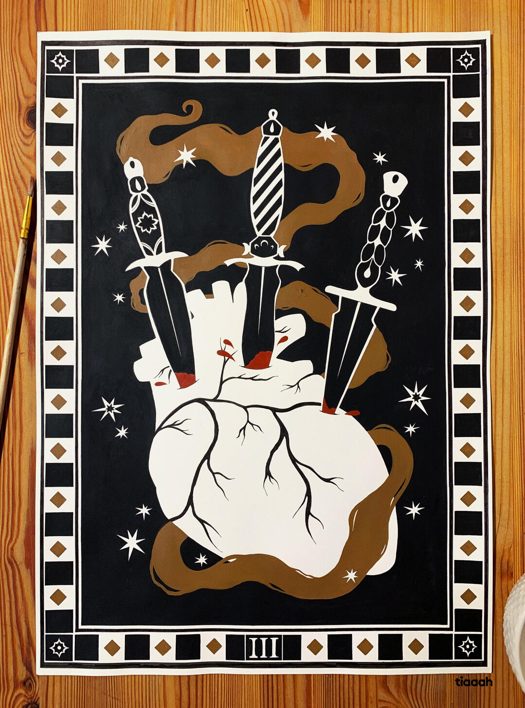 III. / 2025 / Acrylique et feutre sur papier / H : 42cm L : 29,7 cm.