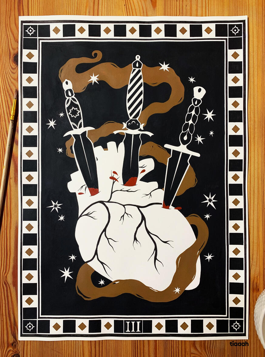 III. / 2025 / acrylique et feutre sur papier / H : 42cm L : 29,7 cm.