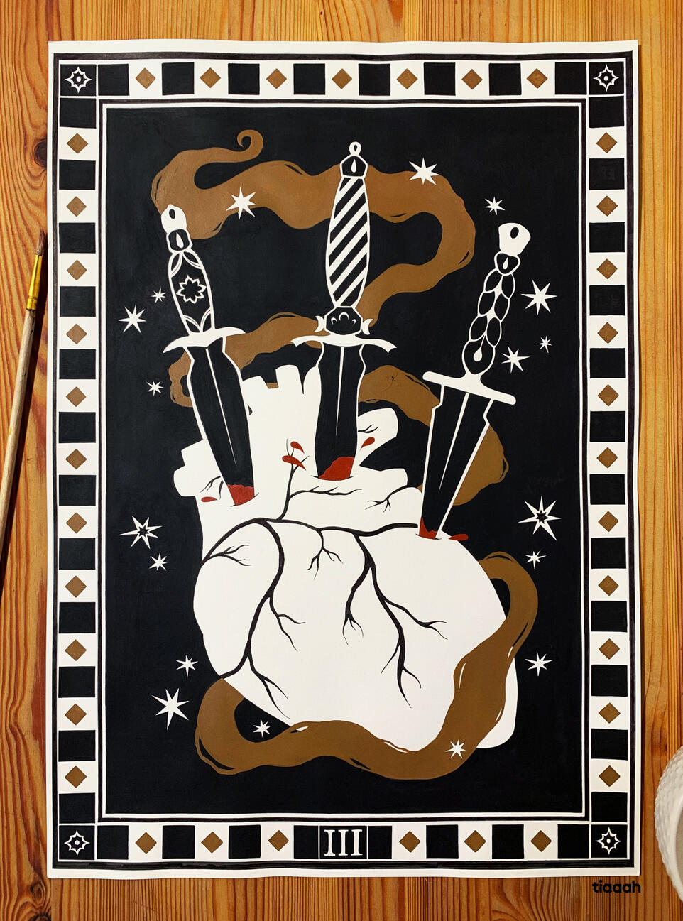 III. / 2025 / acrylique et feutre sur papier / H : 42cm L : 29,7 cm.